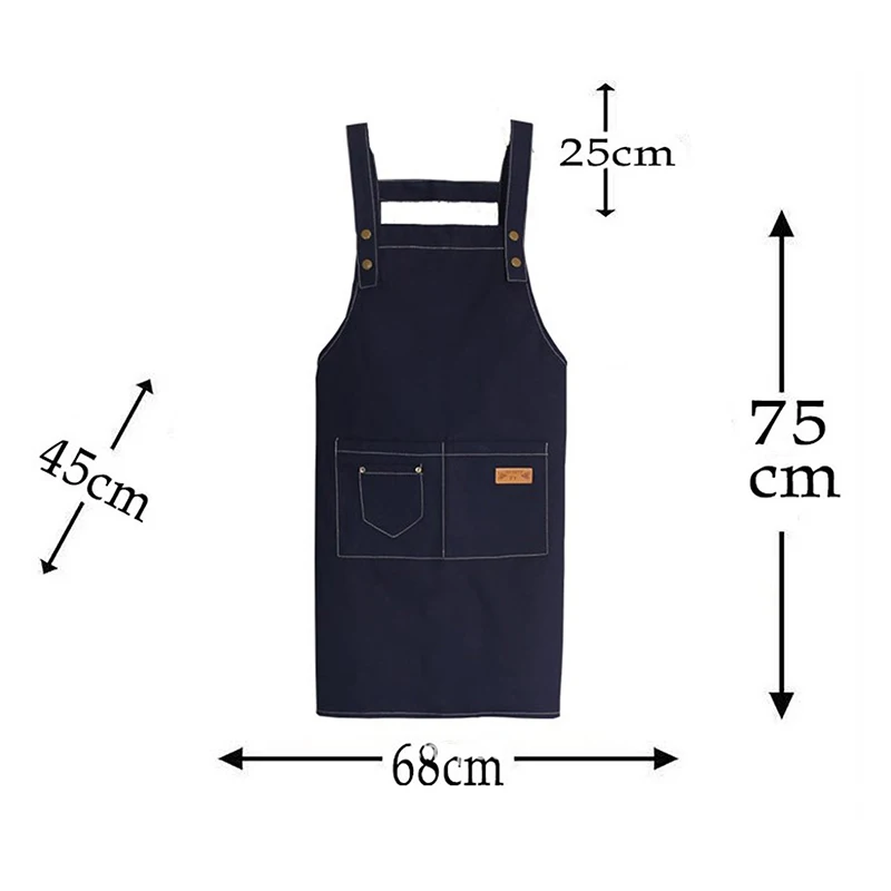 

Unisex Work Apron For Men Canvas Black Apron Bib Adjustable Cooking Kitchen Aprons For Woman With Tool Pockets