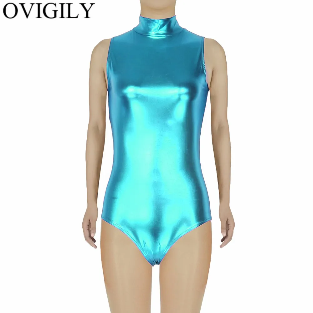 OVIGILY для взрослых Небесно-Голубой Высокий трико с длинным рукавом женщин