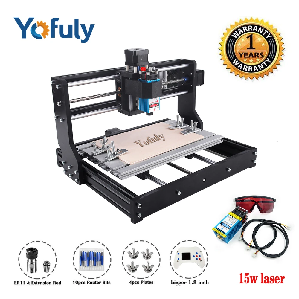 15w laser CNC 3018 Pro лазерный гравер древесины маршрутизатор DIY ЧПУ гравировальный станок, Pcb фрезерный станок, GRBL контроль+ Автономный, жажда на металле - Цвет: 15w laser