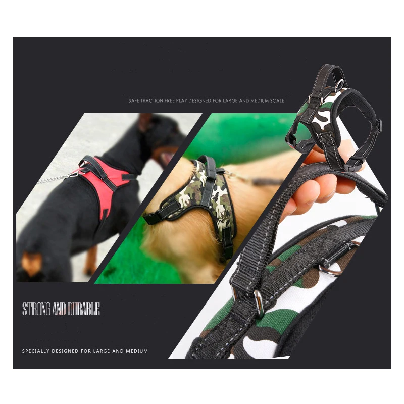 

Pet Accessories Nylon Material Adjustable Big Dog Harness Walking Outdoors Dog Leash For Medium-Large Dog Supplies