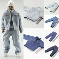 16 scale mens hip hop casual pants jeans denim jacket coat for 12 inch action figure