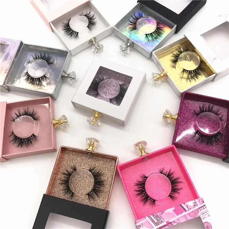 

Lash Boxes Packaging Crystal handle Wholesale Empty Square Lashes Box With Tray Lash Cases Packaging New Eyelashes Package
