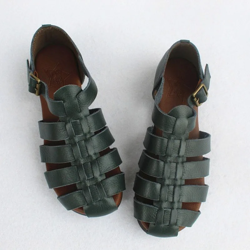 Сандалии-гладиаторы женские дышащие босоножки плоская подошва лето 2020 | Обувь