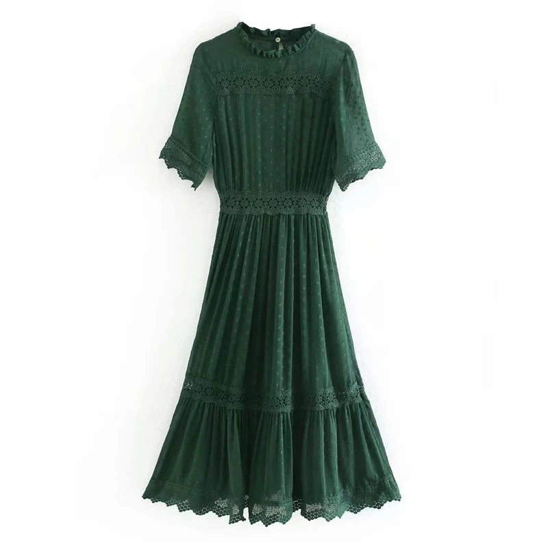 Женское элегантное шифоновое длинное платье с кружевной вышивкой 2020