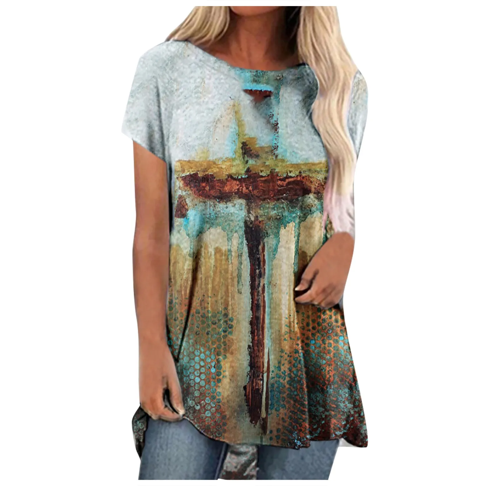 

Vintage Blouse Women For Women Plus Size Tops Blouses And Shirt Short Sleeve Fashion Printed Tunic Clothing Tunique Femme