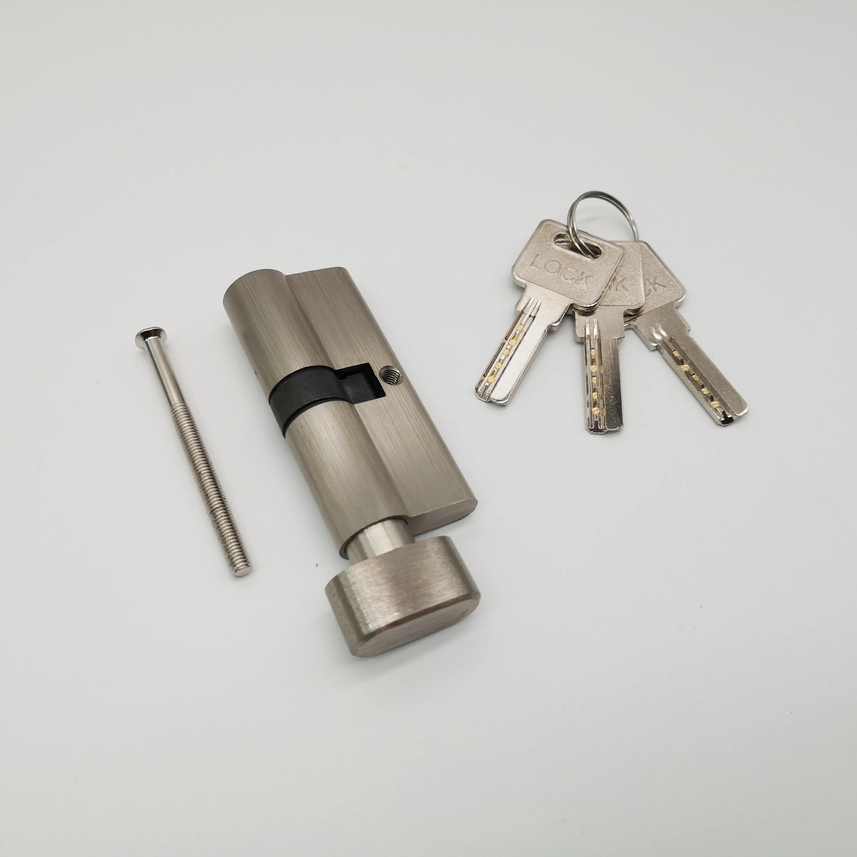 

70mm Euro standard profile solid brass key cylinder 35x35 SNKT with nickel brush finish, 3pcs keys