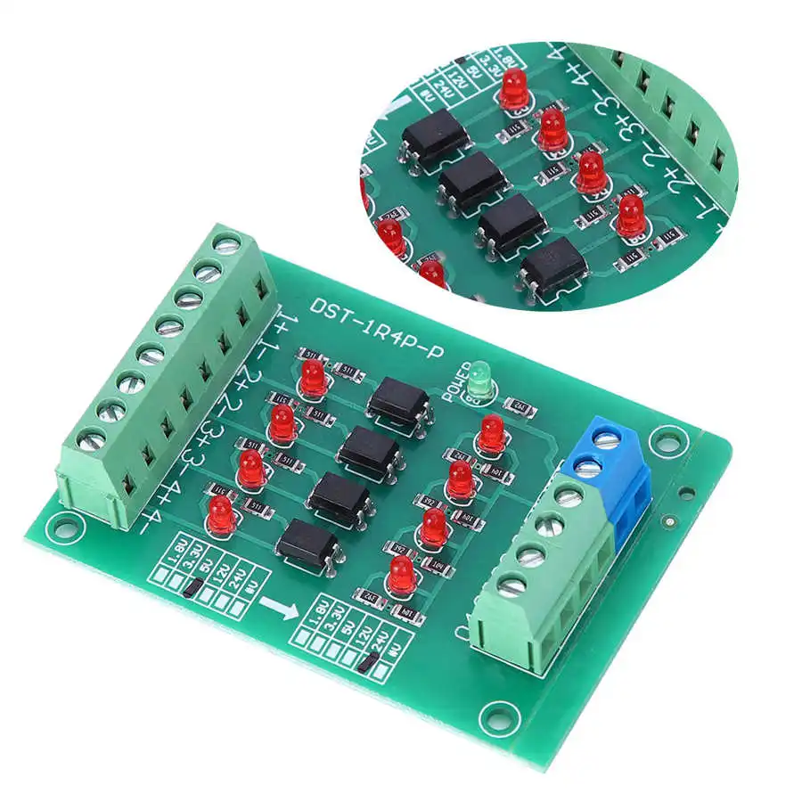 Изоляционный модуль оптрона 4 канальная плата преобразования напряжения сигнала