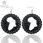 Серьги-подвески SOMESOOR, с выгравированными африканскими картами, полые, деревянные, лазерная резка, ретро, этнические, богемные, висячие украшения для женщин, подарки