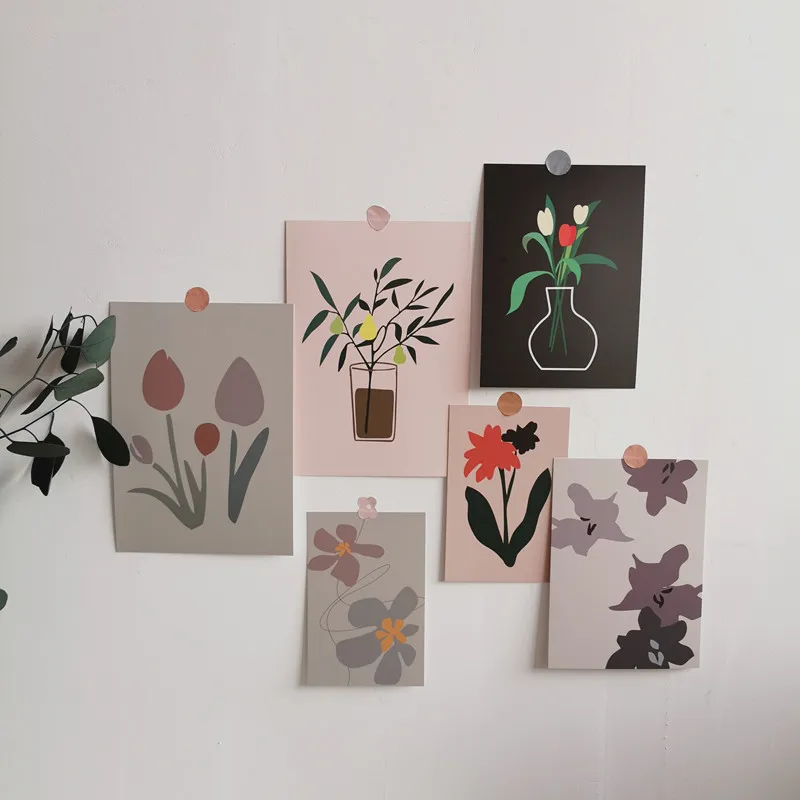 3 листа ваза-Тюльпан Morandi цветное украшение Набор открыток корейские