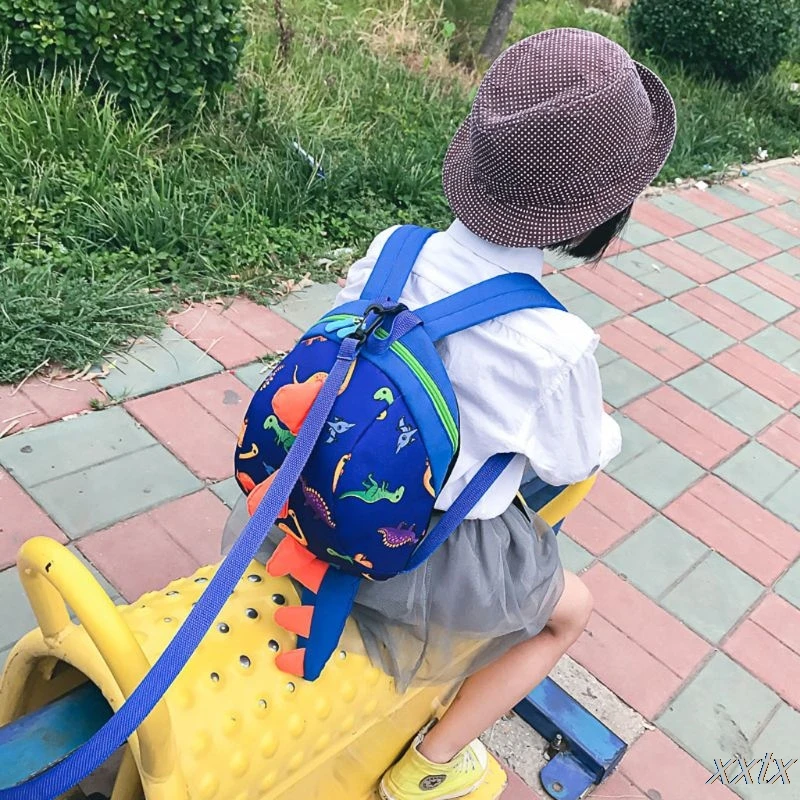 Детский рюкзак с динозавром, с поводком, для малышей, мальчиков и девочек