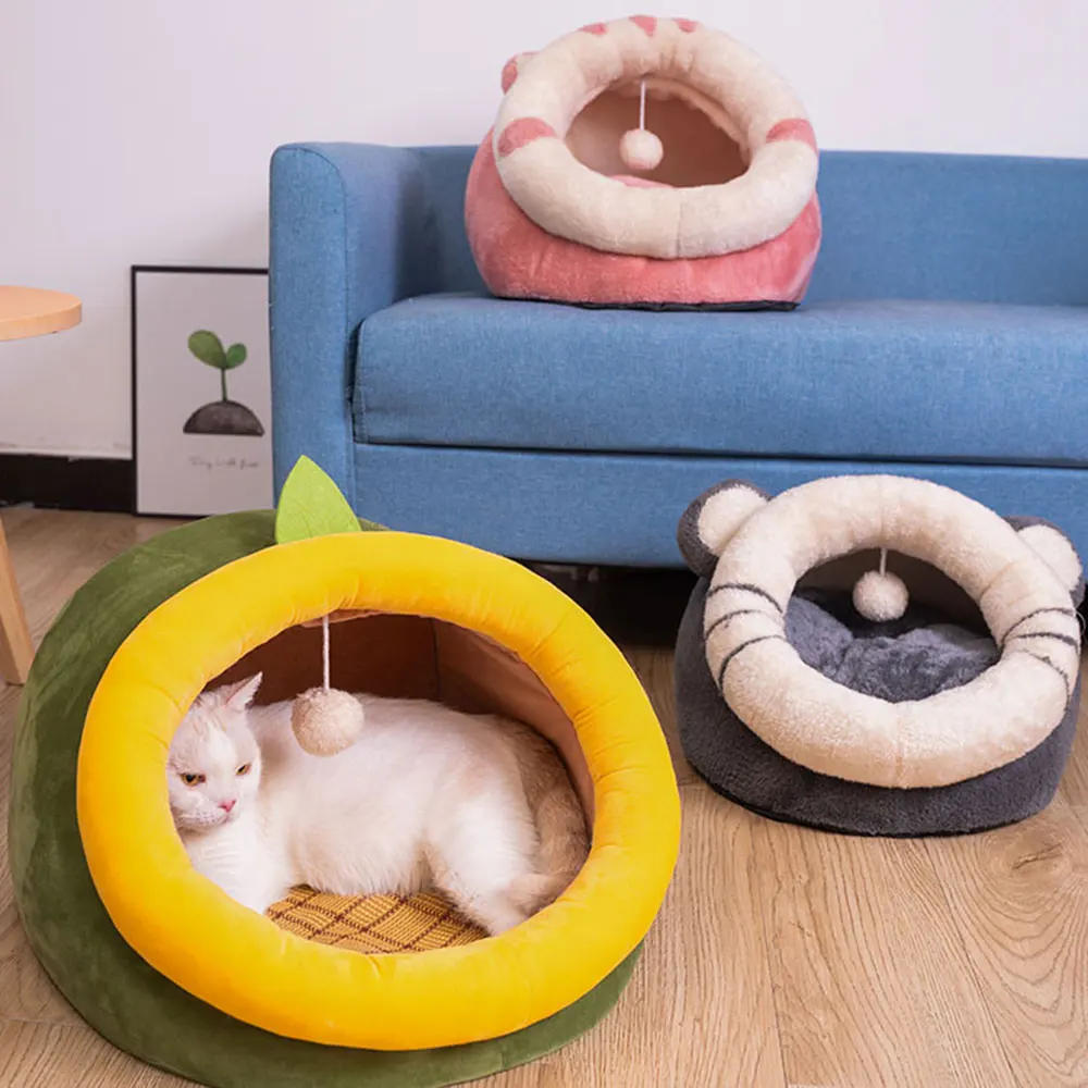 

Новая удобная кровать для кошек с глубоким сном, маленькая палатка для домашних животных, плюшевая подушка, диван, кровать для домашних живо...