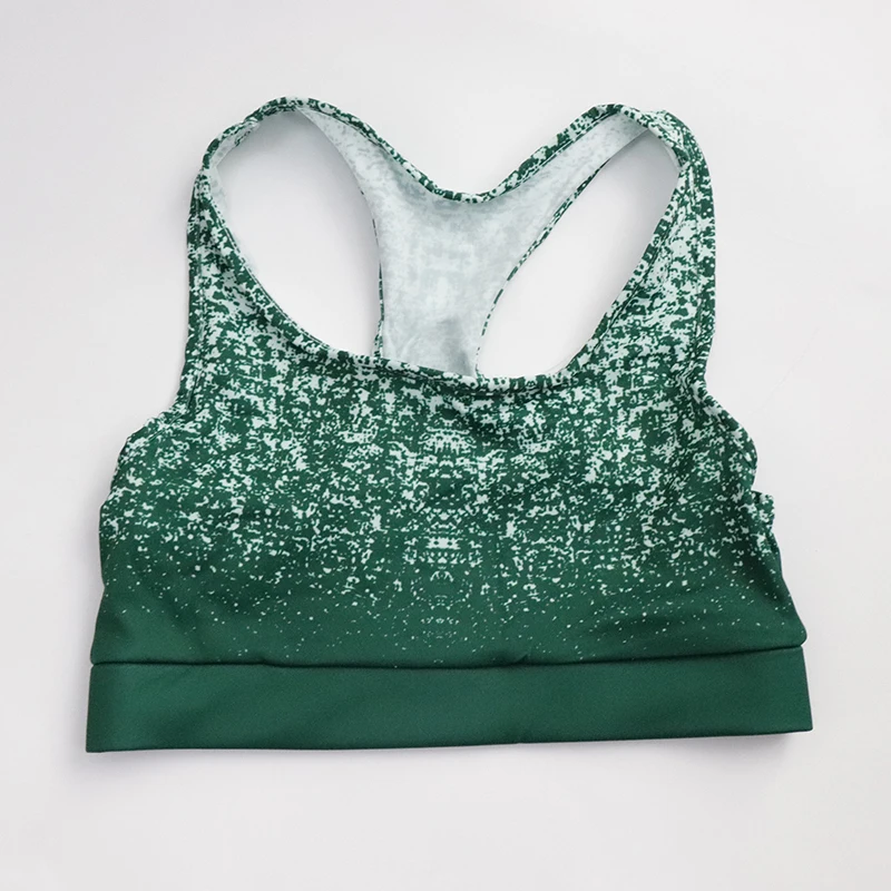 green bra Domidofa, новинка, Женский комплект 2 шт., сексуальный, полиэстер, дышащий, градиентный, набор для тренировок, для спортзала, бега, фитнеса, йоги, упражнений - Цвет: green bra