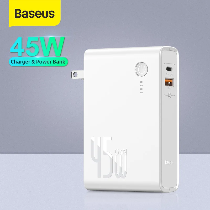 Внешний аккумулятор Baseus 45 вт 10000 мач зарядное устройство GaN 2 в 1 PD QC 3 0 AFC быстрая