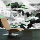 Чернильная роспись, настенная бумага в китайском стиле, фотороспись, художественный ландшафт, настенное украшение, бумага, экологически чистые строительные принадлежности