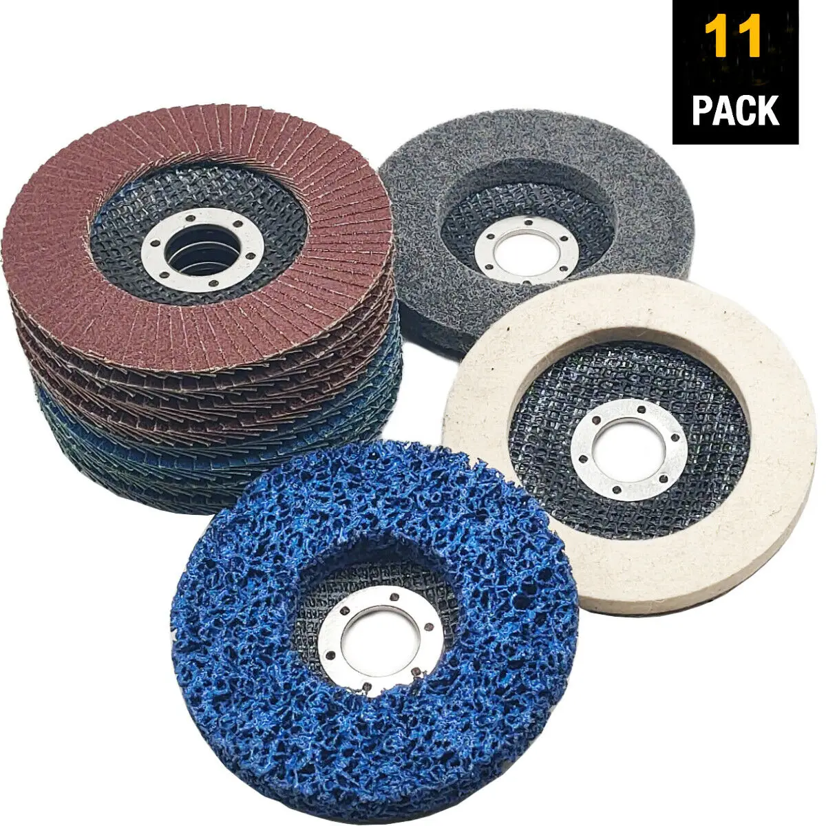 11Pack 4.5Inch Sanding Flap Discs Polishing Grinding Wheel Set for Angle Grinder