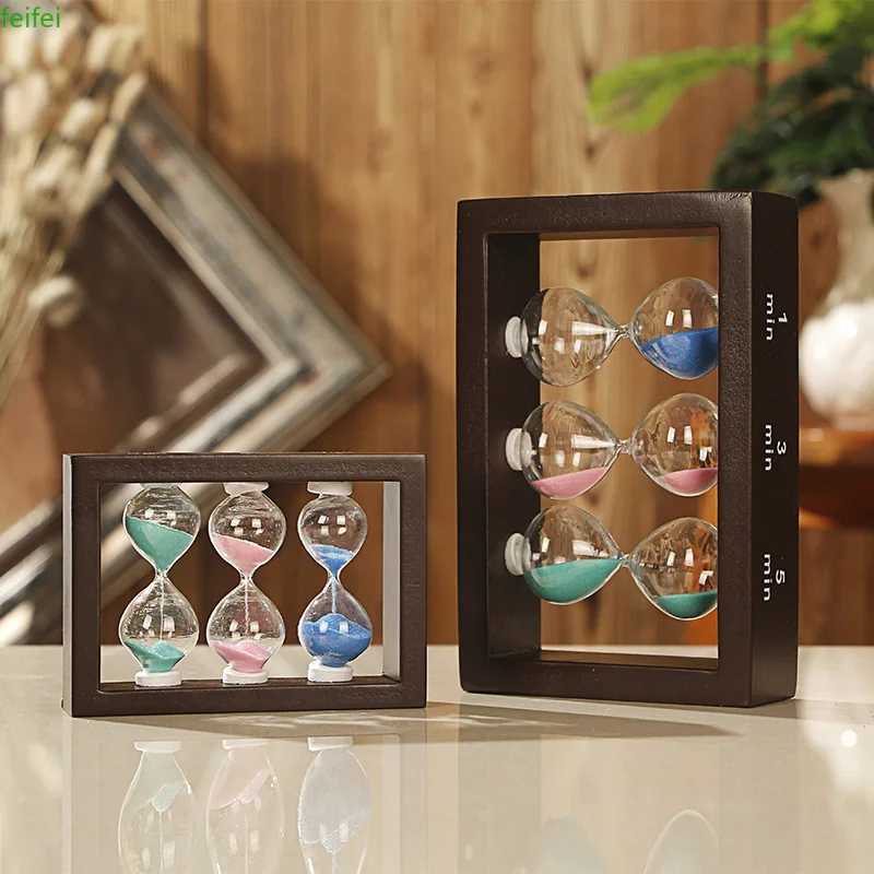 Песочные часы в деревянной рамке 1/3/5 мин песочные таймер для домашнего декора