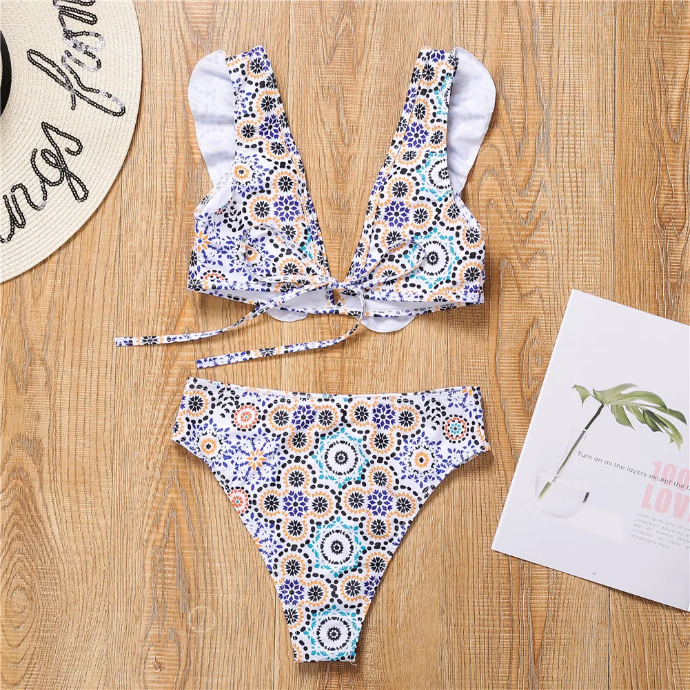 

Women Beach Swimsuit 2021 Push Up Swim Suit Swimwear Bathing New High Waist Sexy Hot Bikini Female Print Polyester Sierra Surfer