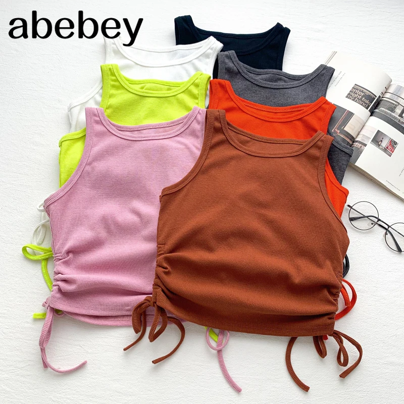 

Новинка лета 2021, модный универсальный жилет без рукавов, с рюшами, на шнуровке