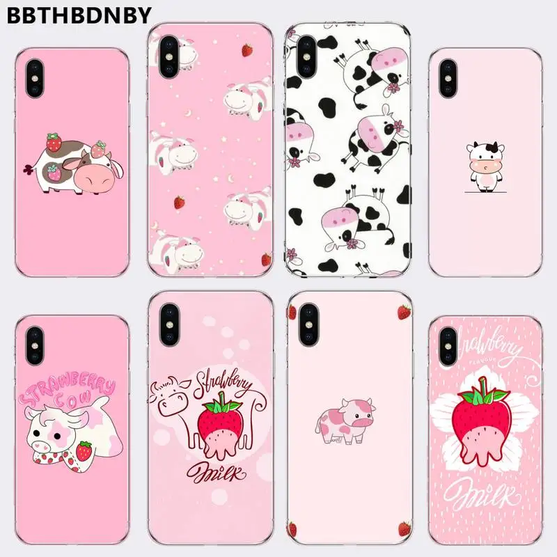 Милый клубничный корова роскошный уникальный чехол для телефона iphone 12 5 5s 5c se 6 6s 7 8
