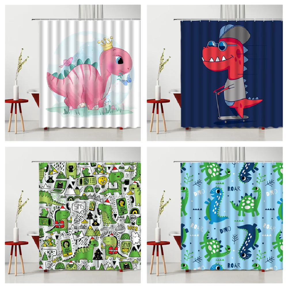 Занавеска для душа в ванную комнату набор с крючком милый мультяшный маленький