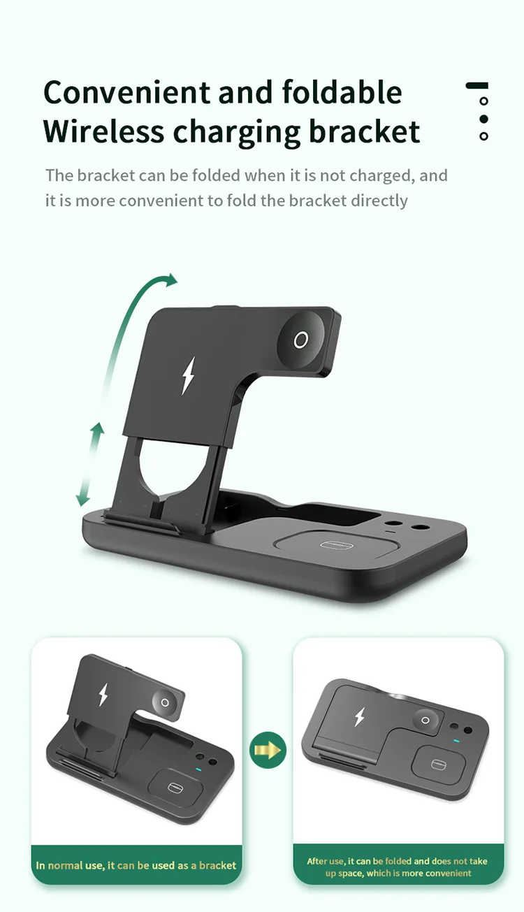 4 в 1 выдвижное и складное Беспроводное зарядное устройство для быстрой зарядки