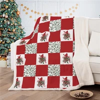 cartoon christmas gift bell flower blanket throw warm sherpa fleece blankets xmas plush bedspread cover for beds sofa couch car