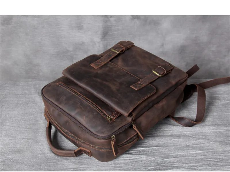 PNDME высококачественный мужской рюкзак для ноутбука из воловьей кожи crazy horse