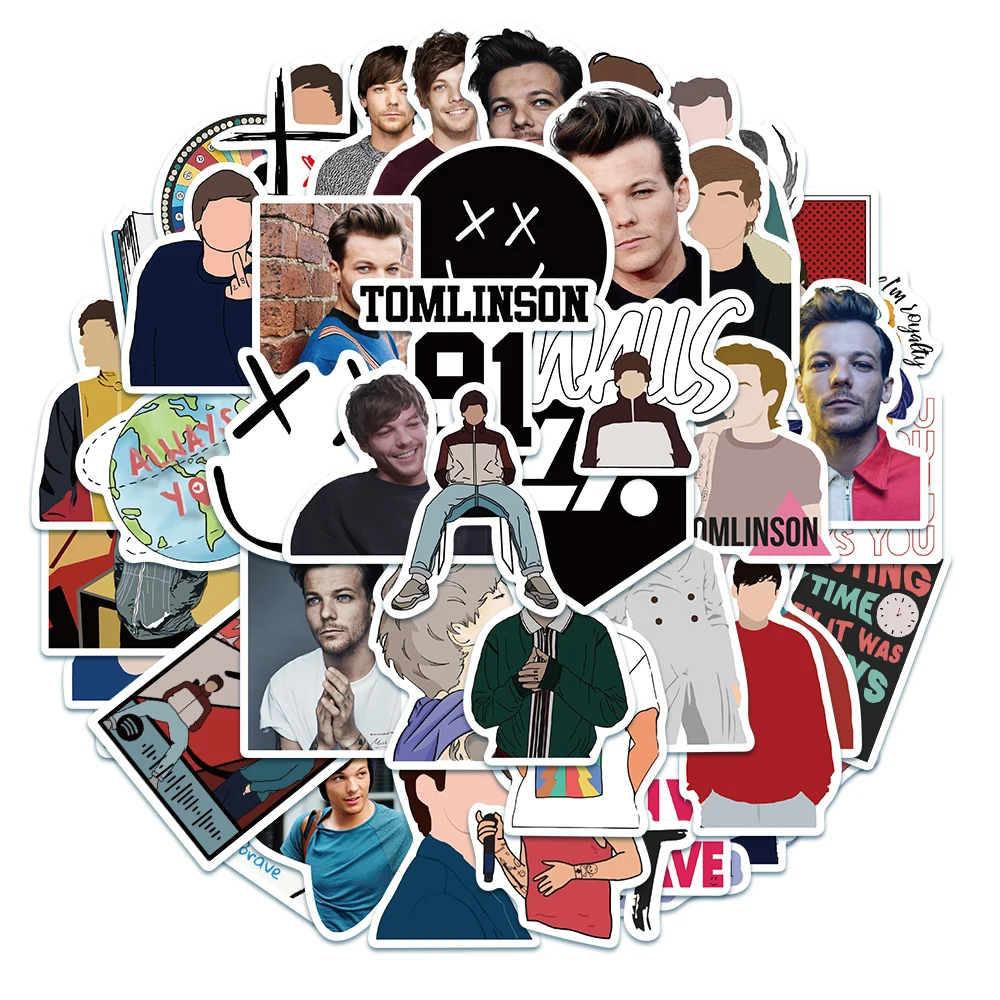 Pegatinas impermeables de Singer Louis Tomlinson, 10/25/50 Uds., para port&aacute;til, equipaje, Guaitar, monopat&iacute;n de juguete-0