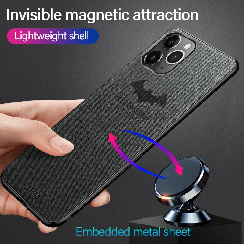 

Ultra-Thin Magnetic Bat Cloth Phone Case, Suitable For iPhone 12 11 Pro SE Xsmax XS XR X 8 7 6 s Plus Protective Back Cover