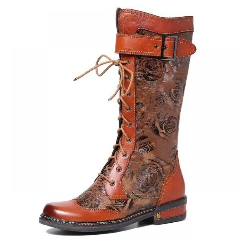 

Женские ботинки в национальном стиле, женские ботинки из искусственной кожи, с прошитыми пряжками, на низком каблуке, в стиле панк, 2021