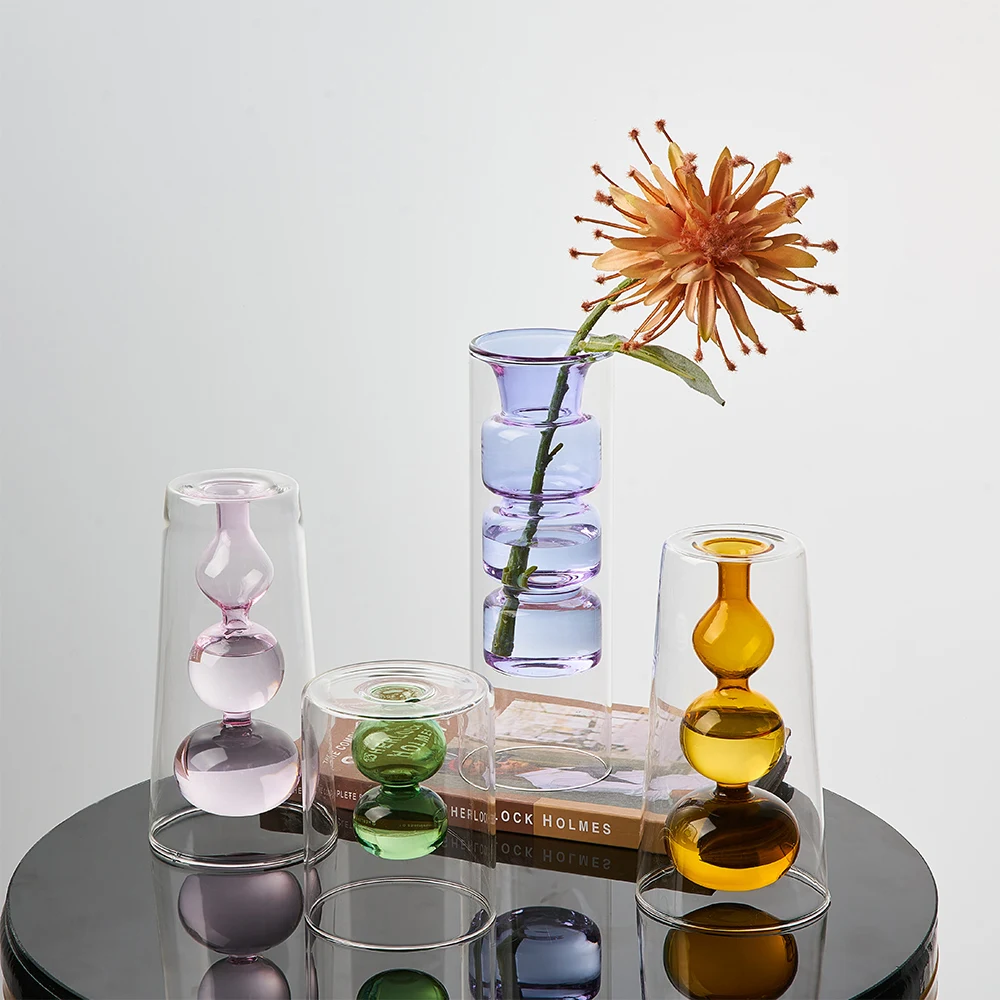 

Nordic Decoration Home Glass Vase Living Room Decoration Home Decor Hydroponic Transparent Glass Container Tabletop Vases Modern