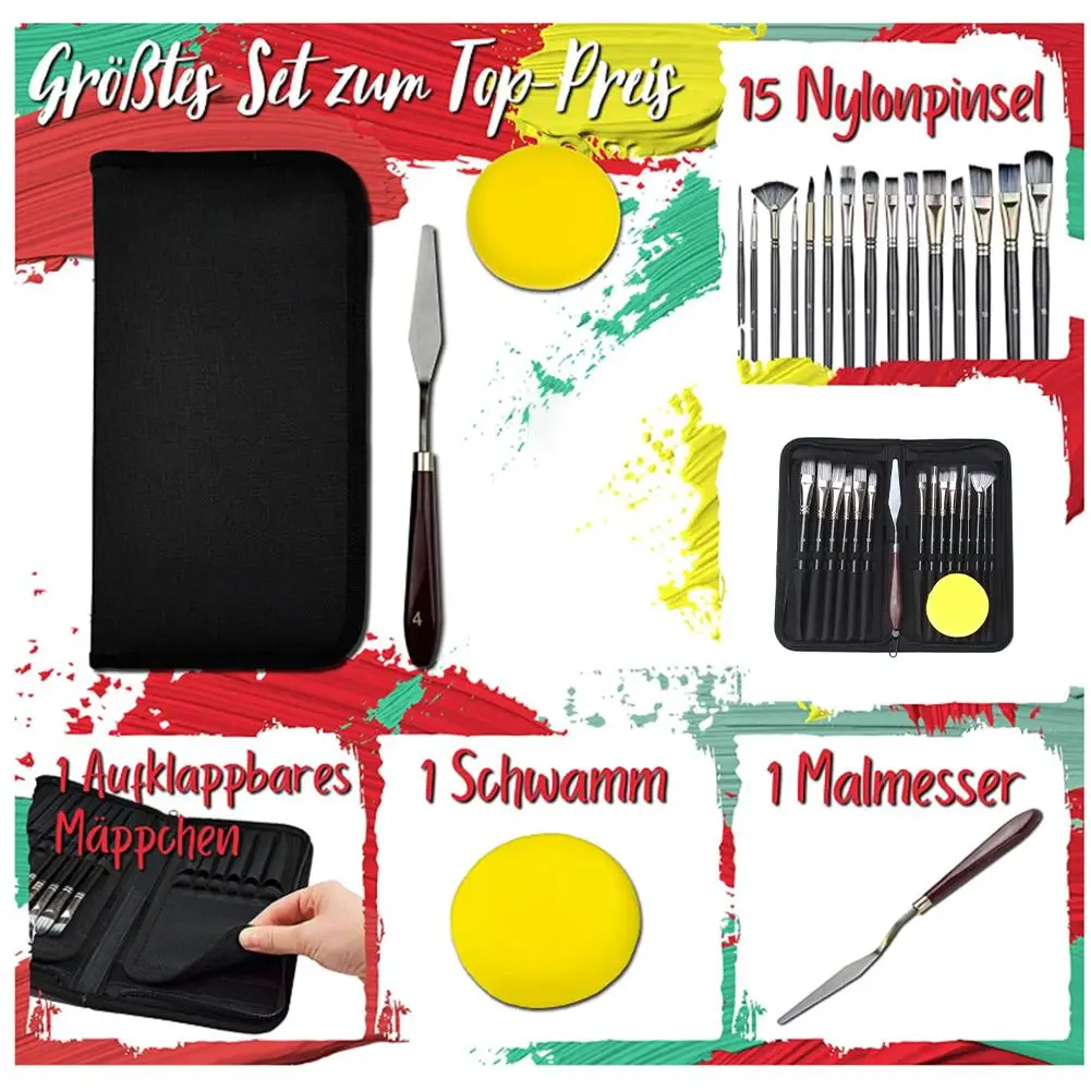 

15pcs/set Art Black And Sliver Nylon Paint Brushes Acrylic Paint Brushes Watercolor Paint Brushes Acrylic Painting Brush