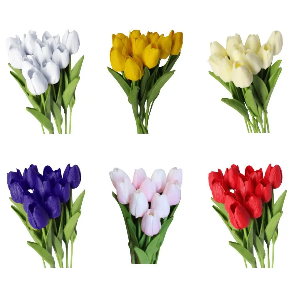10 шт. искусственные тюльпаны многоцветные цветы реальные на ощупь домашний декор