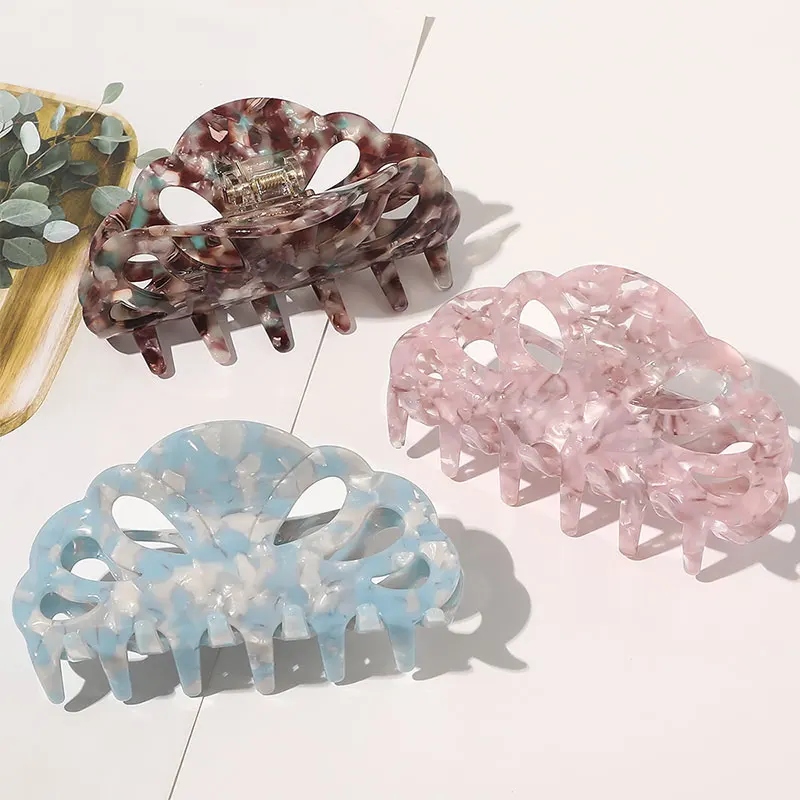 

Fashion Colorful Geometric Leopard Marble Print Hair Claws Acrylic Hairpins Women Girls Hollow out Hair Clips Hair Accessories