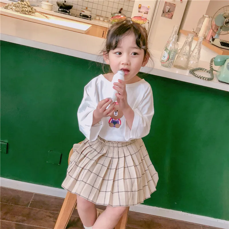 Женская клетчатая юбка WLG бежевая повседневная с оборками универсальная одежда