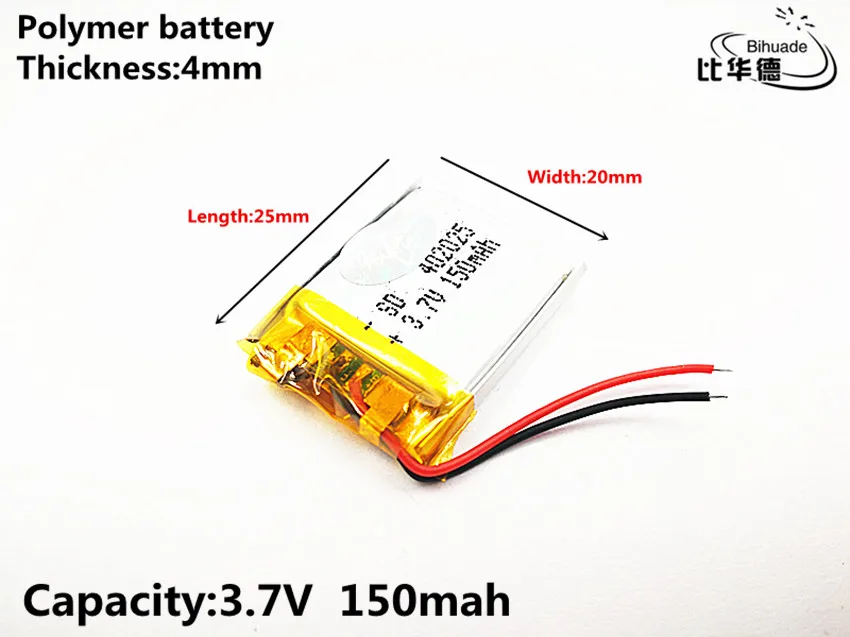 3.7V 150mAh 402025 Lithium Polymer Li-Po li ion Rechargeable Battery cells For Mp3 MP4 MP5 GPS mobile bluetooth | Электроника