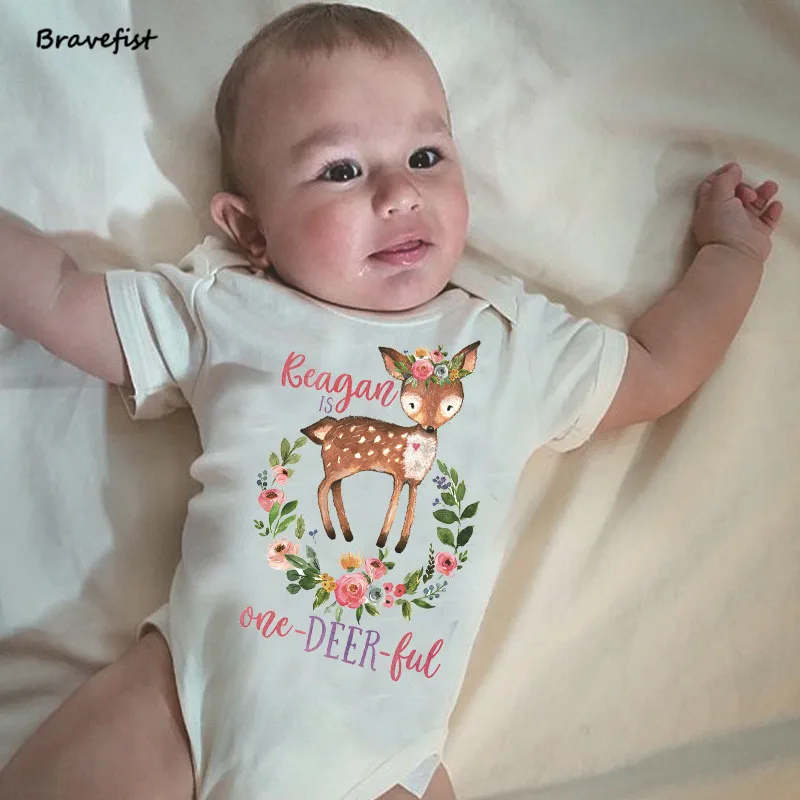 Traje con estampado de ciervo para beb&eacute; reci&eacute;n nacido, Pelele de dibujos animados para ni&ntilde;os de 0 a 24 meses, ropa de verano, Tops, prendas de vestir-5