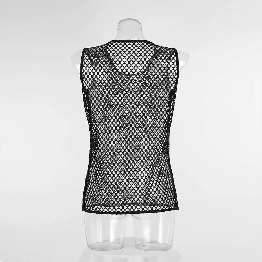 Мужская Сетчатая футболка для тренировок в тренажерном зале Просвечивающая