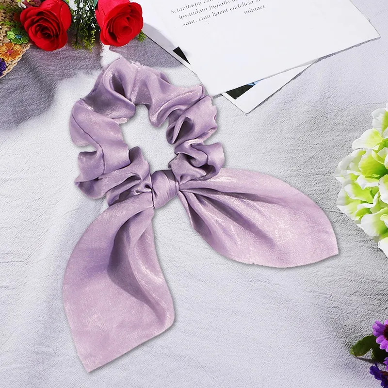 

Fashion Leopard Print Bow Satin Long Ribbon Ponytail Scarf Hair Tie Scrunchies Women Girls Elastic Hair Bands Hair Accessories