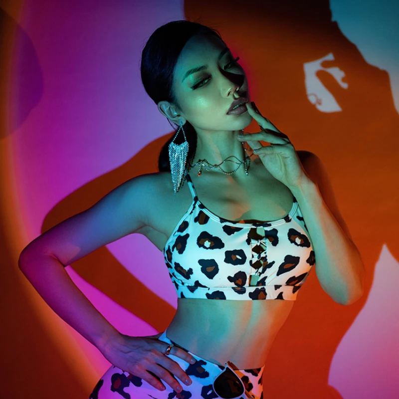 

Women Fashion Sexy Leopard Printing Yoga Set Gym Shockproof Sports Bras Sport Leggings Running Work Out Training Suit MITAOGIRL