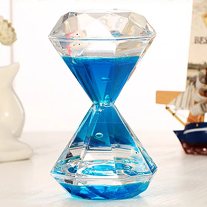 

Diamond Shaped Marine Animal Oil Drop Liquid Hourglass Timer Creative Desktop Decoration Ornaments Children Adults Decompression