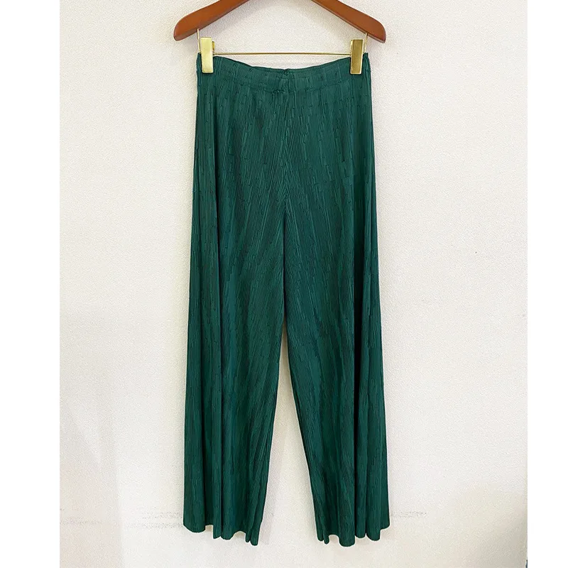 

TVVOVVIN Fashion High Waist Straight Trousers 2021 Summer New Loose Solid Colro All-match Casual Pleated Pants DIME