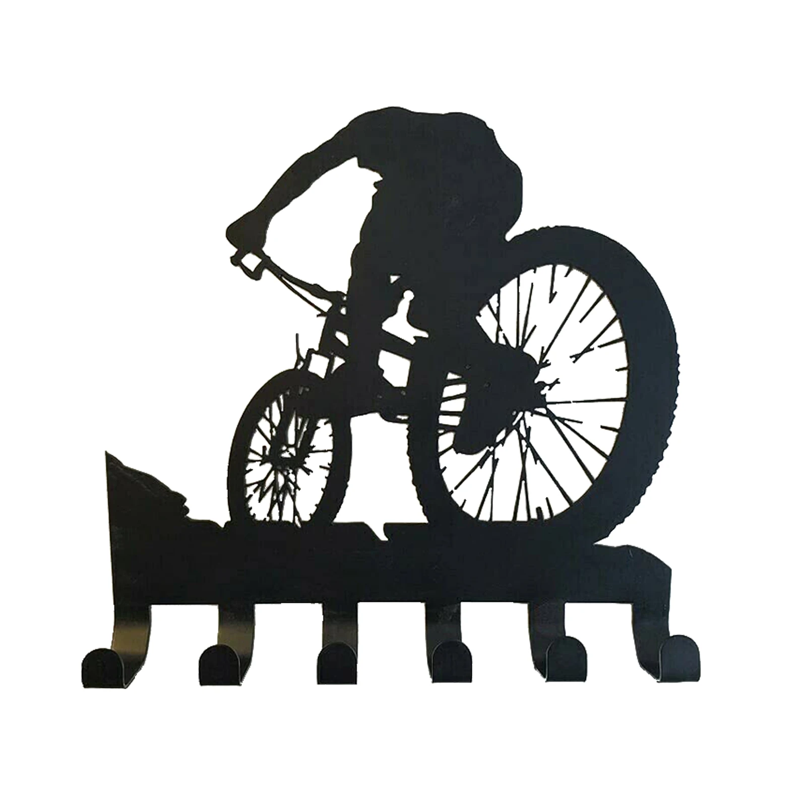

Mountain Bike Gear Rack Metal Wall Decor Mountain Biking Wall Art Bicycle Art Silhouette Wall Sticker Carved Black KI