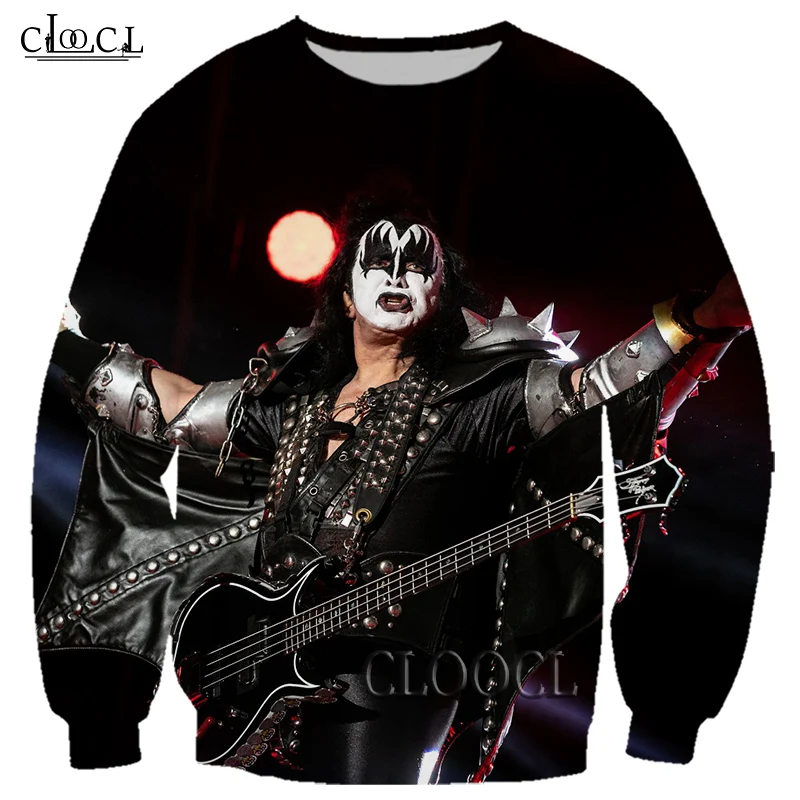 

HX Drop Shipping Newest Fashion Rock Metal Kiss Band 3D Print Men Women Popular Harajuku Sweatshirt Unisex Autumn Casual Tops