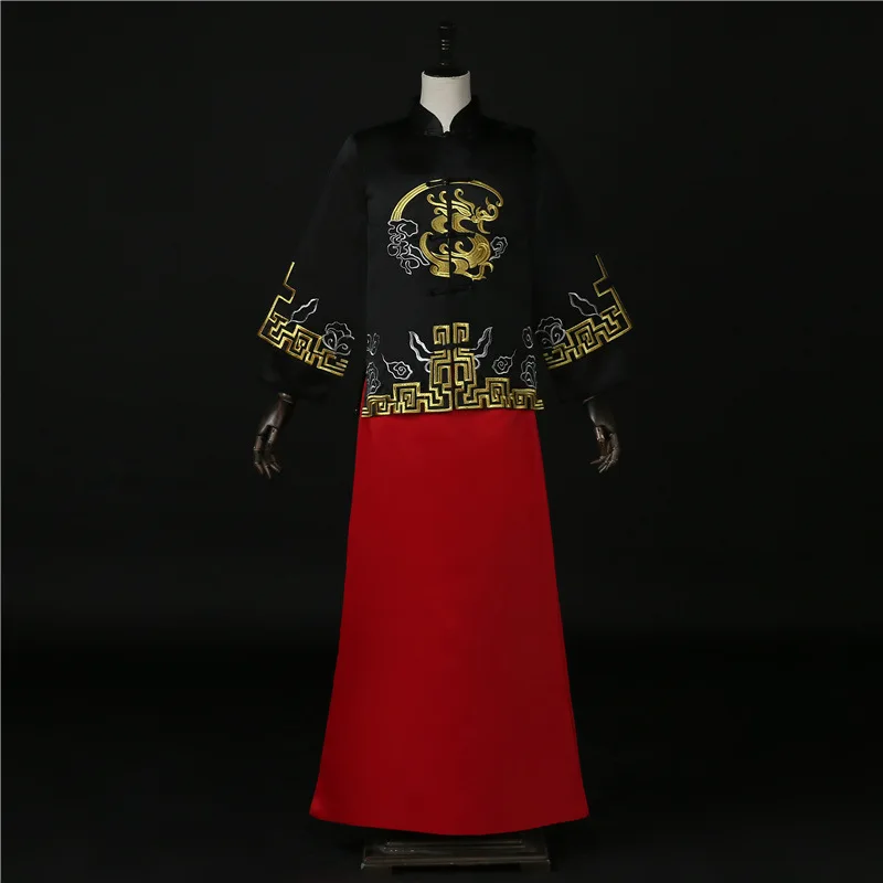 

FZSLCYIYI Groom Chinese Dragon Embroidery Traditional Wedding Long Gown Robe Vintage Clothing Elegant Oriental Tang Suits