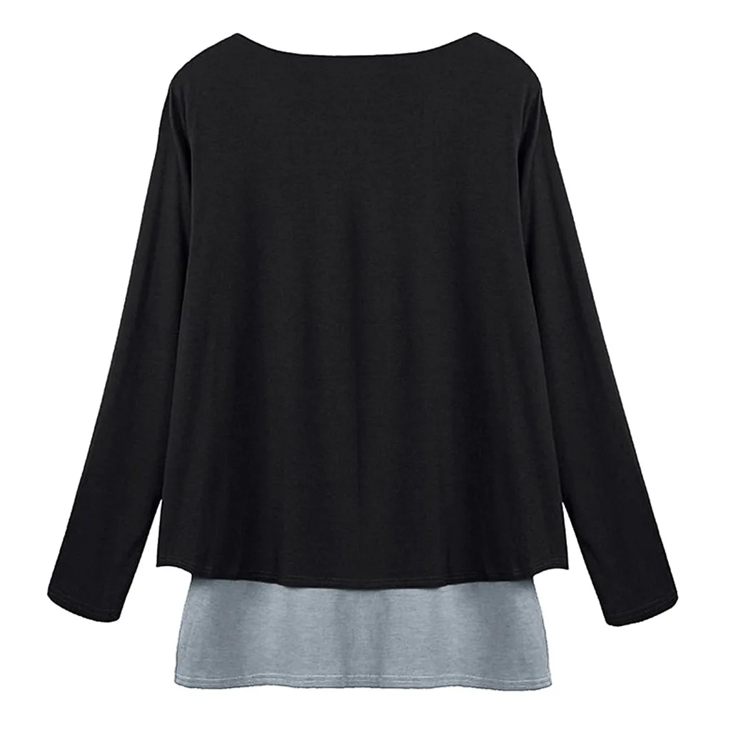 Футболка женская с круглым вырезом мультяшный принт кота длинный рукав пуговицы