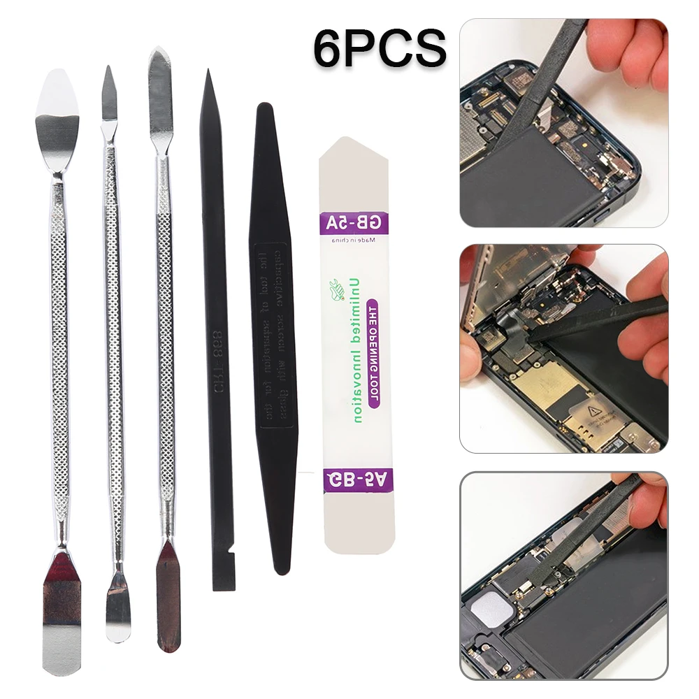 

6pcs Universal Mobile Phone Repair Opening Tool Metal Spudger Kits Disassemble Crowbar Metal Steel Pry Phone Hand Tool Set