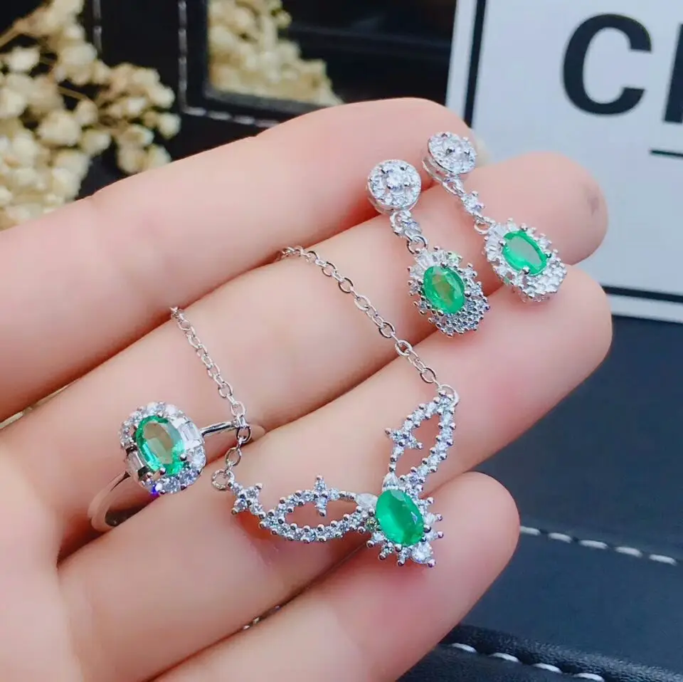 Женский комплект ювелирных изделий MeiBaPJ Свадебный из серебра 925 пробы с