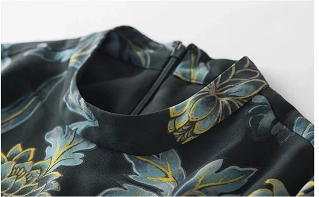 Женское плиссированное платье со стоячим воротником с коротким рукавом и высокой талией элегантное Дамское Платье до середины икры
