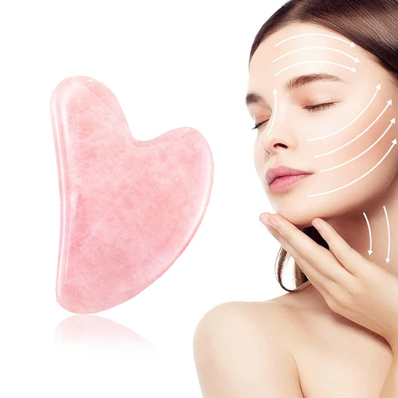 

Natural Jade Facial Massager Roller Gua Sha Scraper Board for Face Body Skin Lifting Wrinkle Remover Rose Quartz Jade Lifting